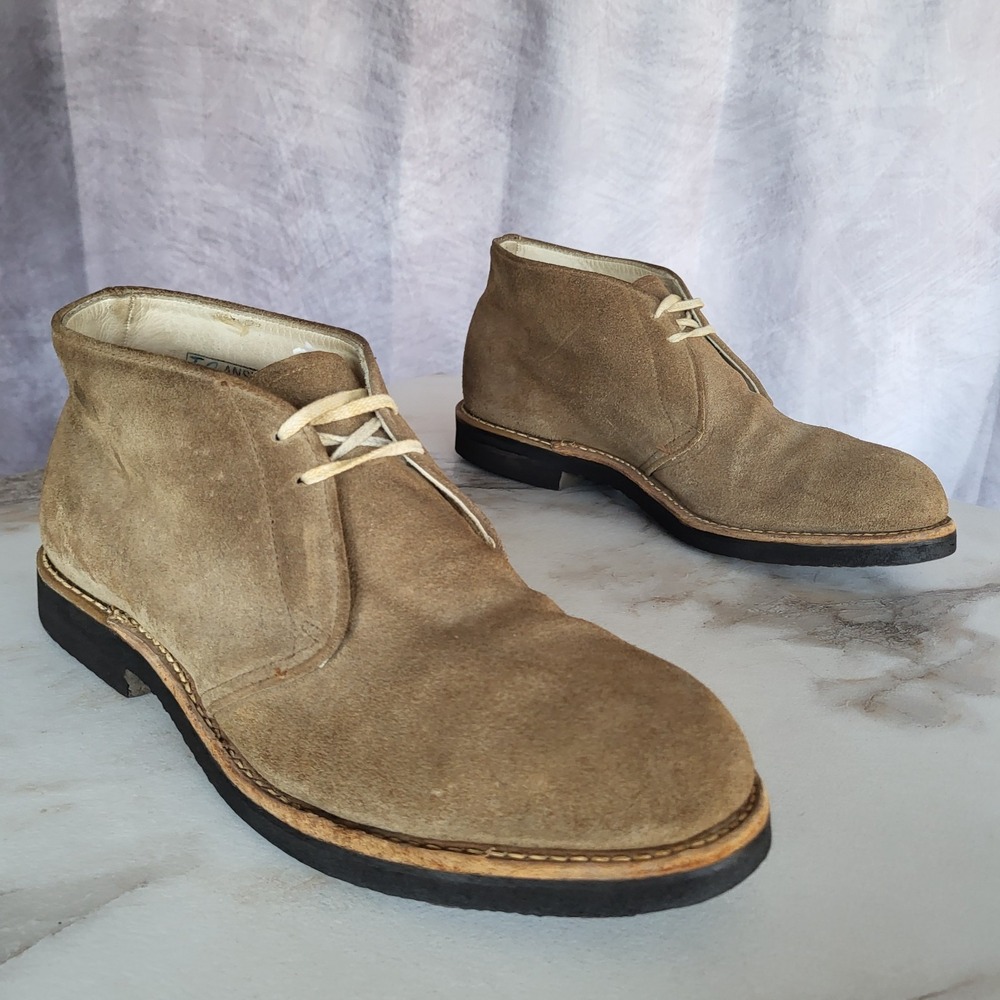 Vintage Boot & Shoe Union USA Steel Toe Suede Chukka Boots Size 9 E Tan Men's